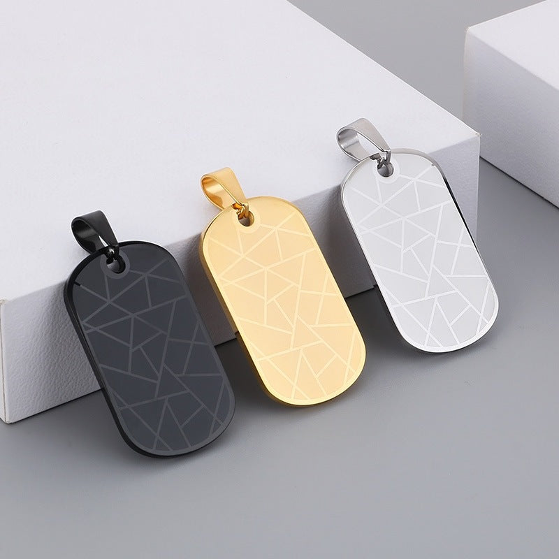 Stainless Steel Cross Square Brand Men's Titanium Steel Necklace Crack Military Brand