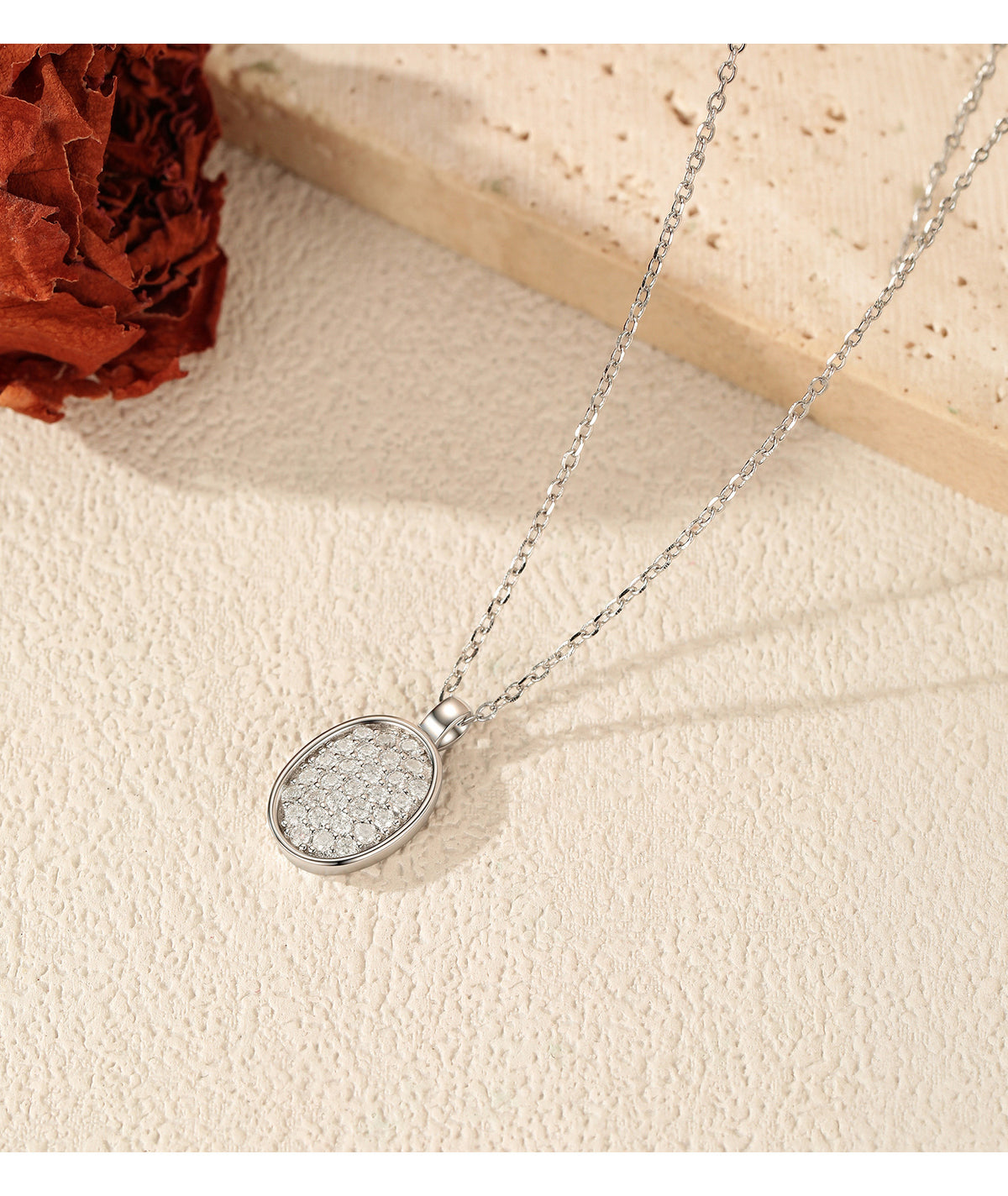 925 Sterling Silver Button Moissanite Necklace