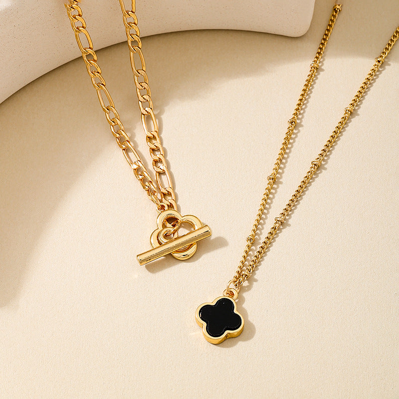 Planderful Vienna Verve Necklace – Versatile Double Layer Design with Four-Leaf Clover Motif