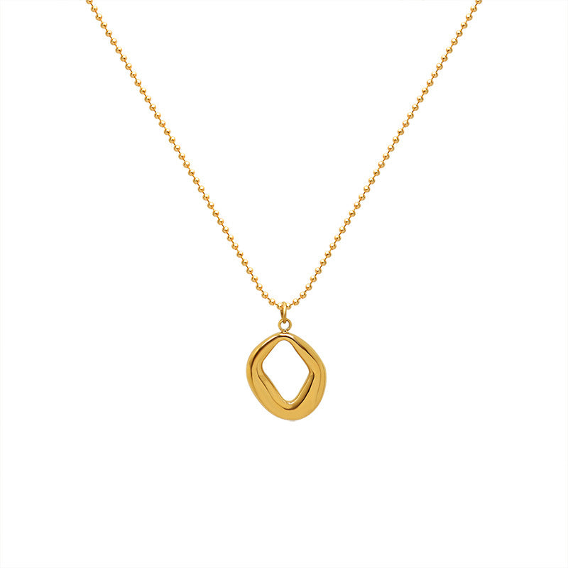 Luxurious Handcrafted Titanium Steel Gold Necklace with Geometric Pendant