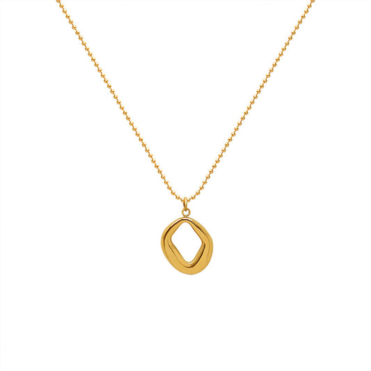 Luxurious Handcrafted Titanium Steel Gold Necklace with Geometric Pendant