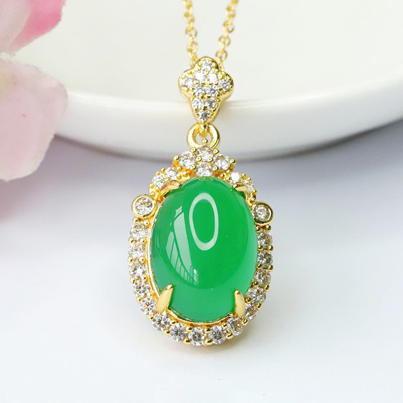 Golden Chalcedony Zircon Pendant Necklace