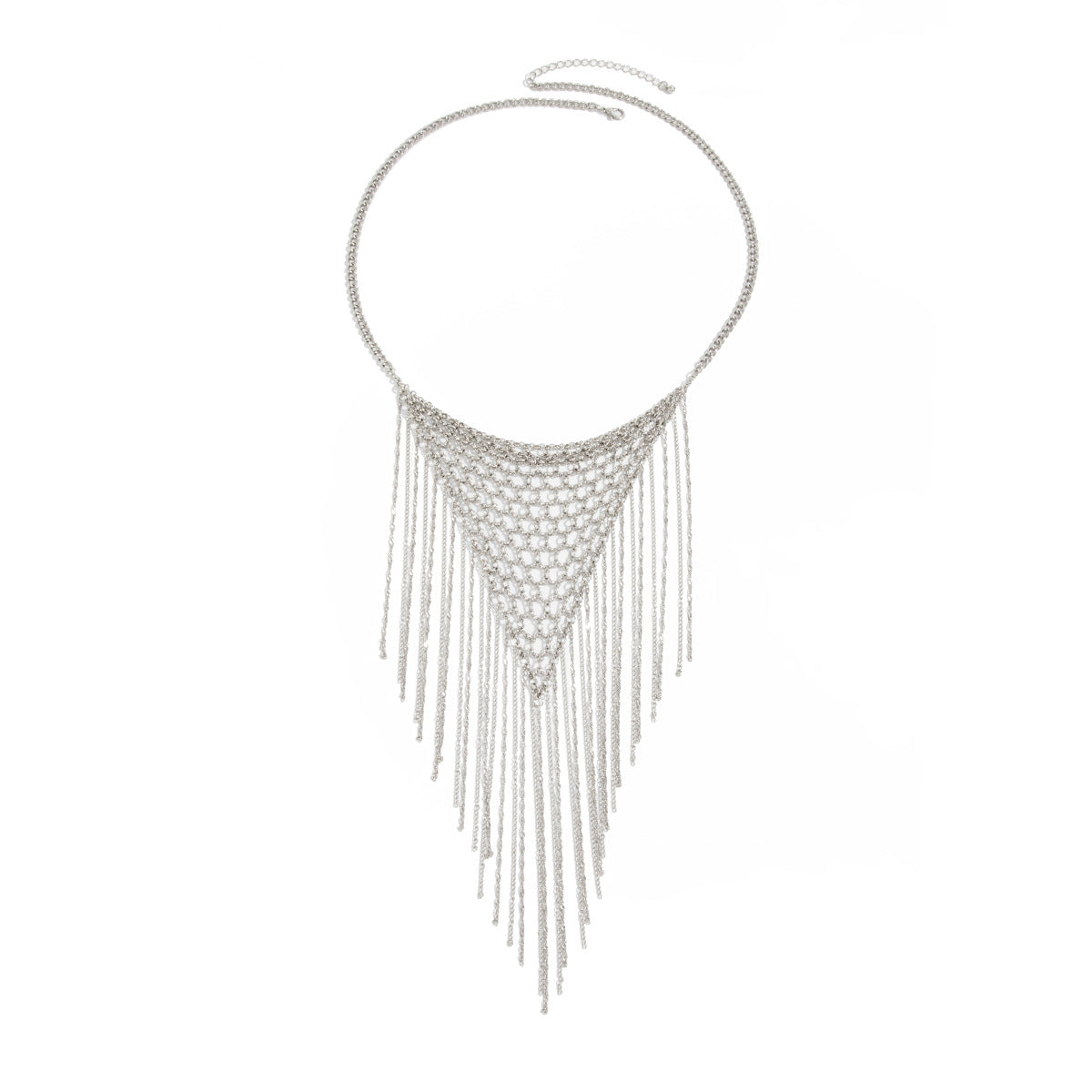 Heavy Industry Metal Mesh Fringed Necklace Exaggerated Geometric Hollow Handmade Punk Mesh