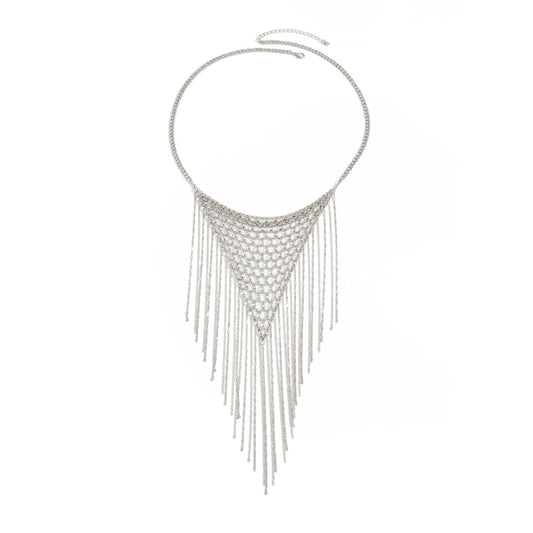 Heavy Industry Metal Mesh Fringed Necklace Exaggerated Geometric Hollow Handmade Punk Mesh