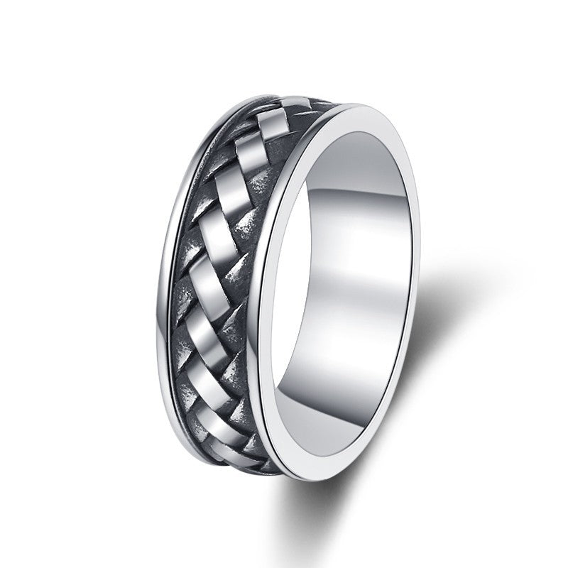Titanium Steel Ring – Minimalist Braided Pattern
