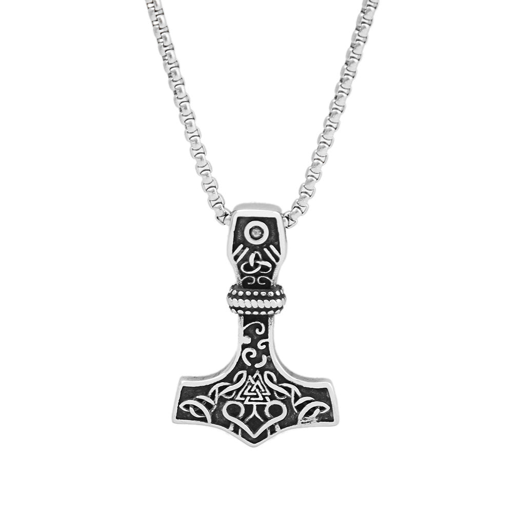 Nordic Viking Triangle Rune Titanium Steel Hammer Pendant