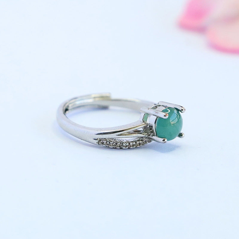 Blue Water Jadeite Double-Hoop 6 mm Ring