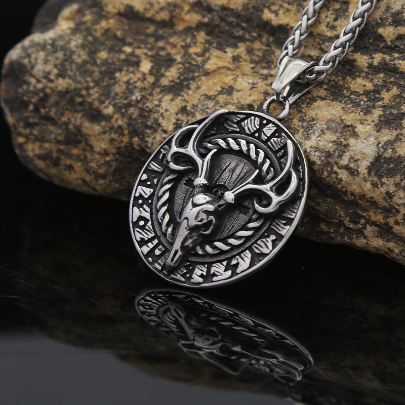 Vintage Deer Stainless Steel Men's Pendant Necklace