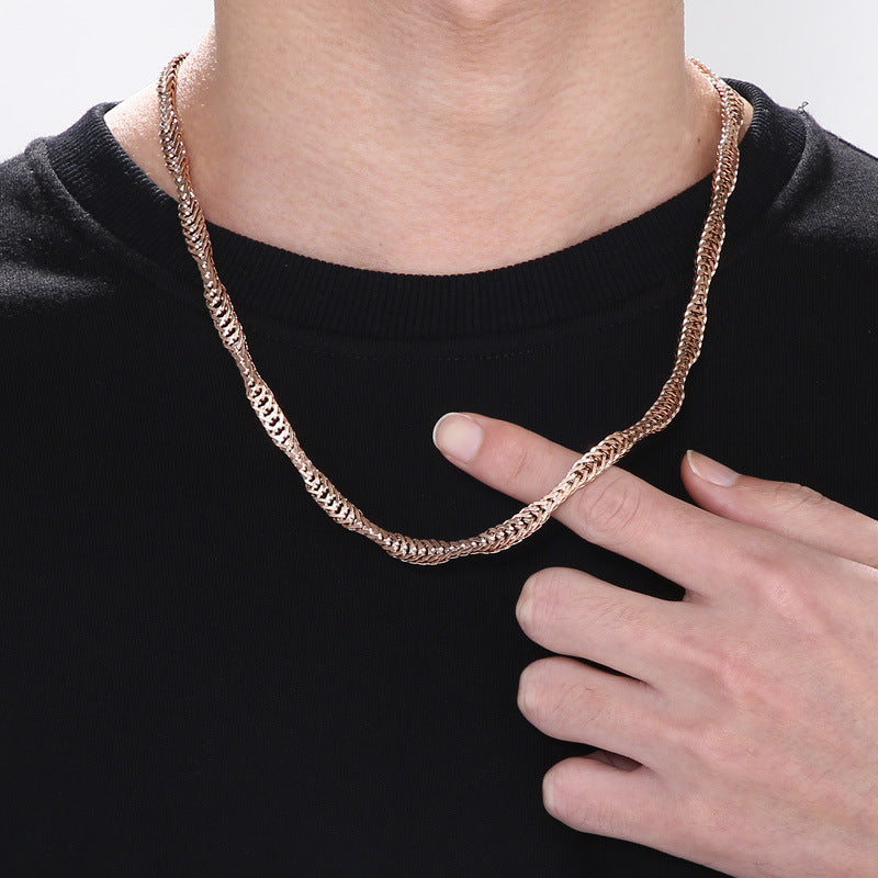 Niche Design Creative Snake Bone Chain, Irregular Wavy Men's Titanium Steel Necklace