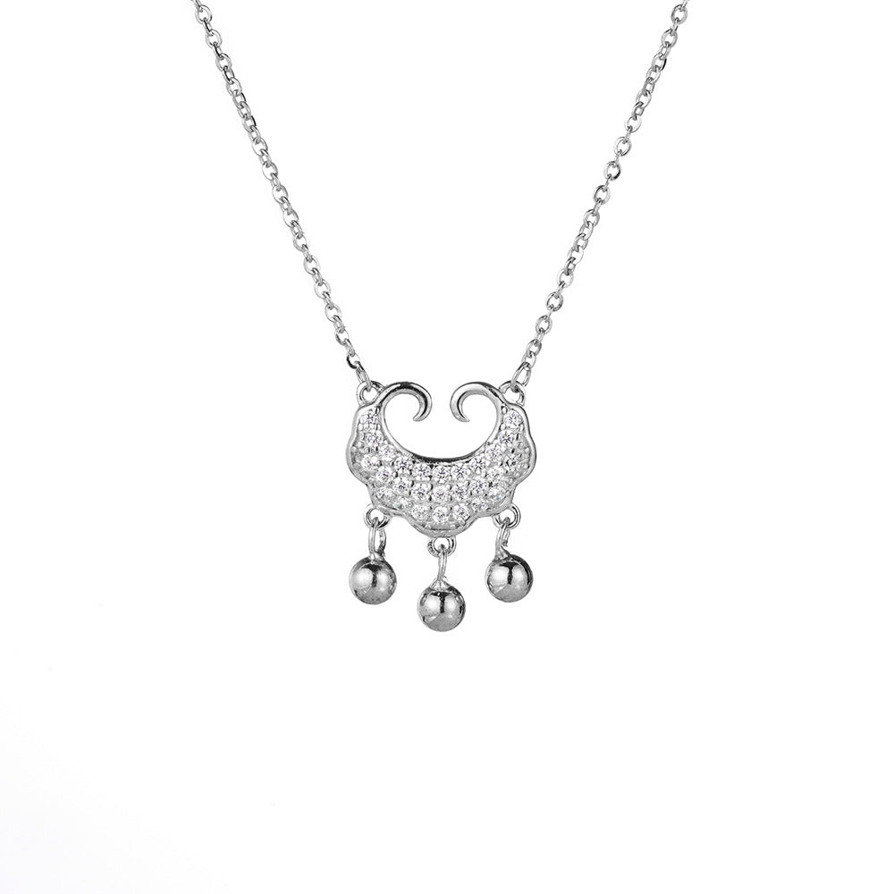 Ruyi Ping An Lock Silver Necklace Women's Light Luxury Jewelry