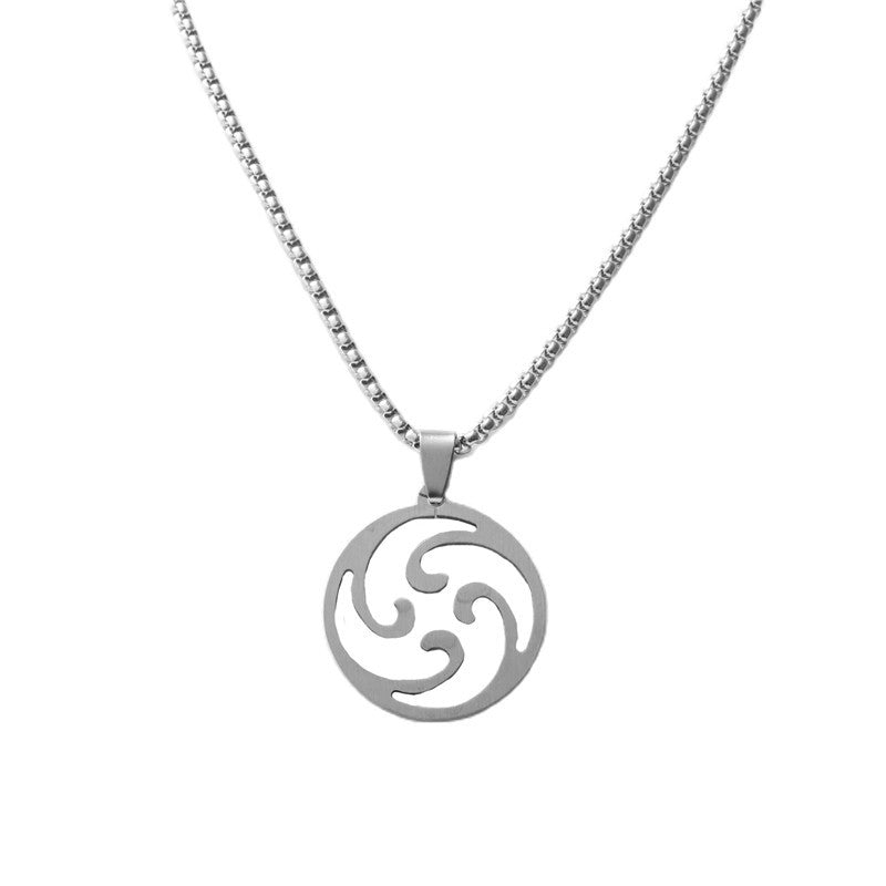Titanium Steel Whirlwind Pendant Necklace for Men - Retro Personalized Trendy Design