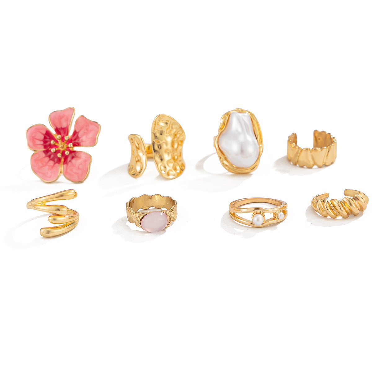 Planderful Vienna Verve Baroque Pearl Ring With Opening Feature Pastoral Pink Flower Statement For Women