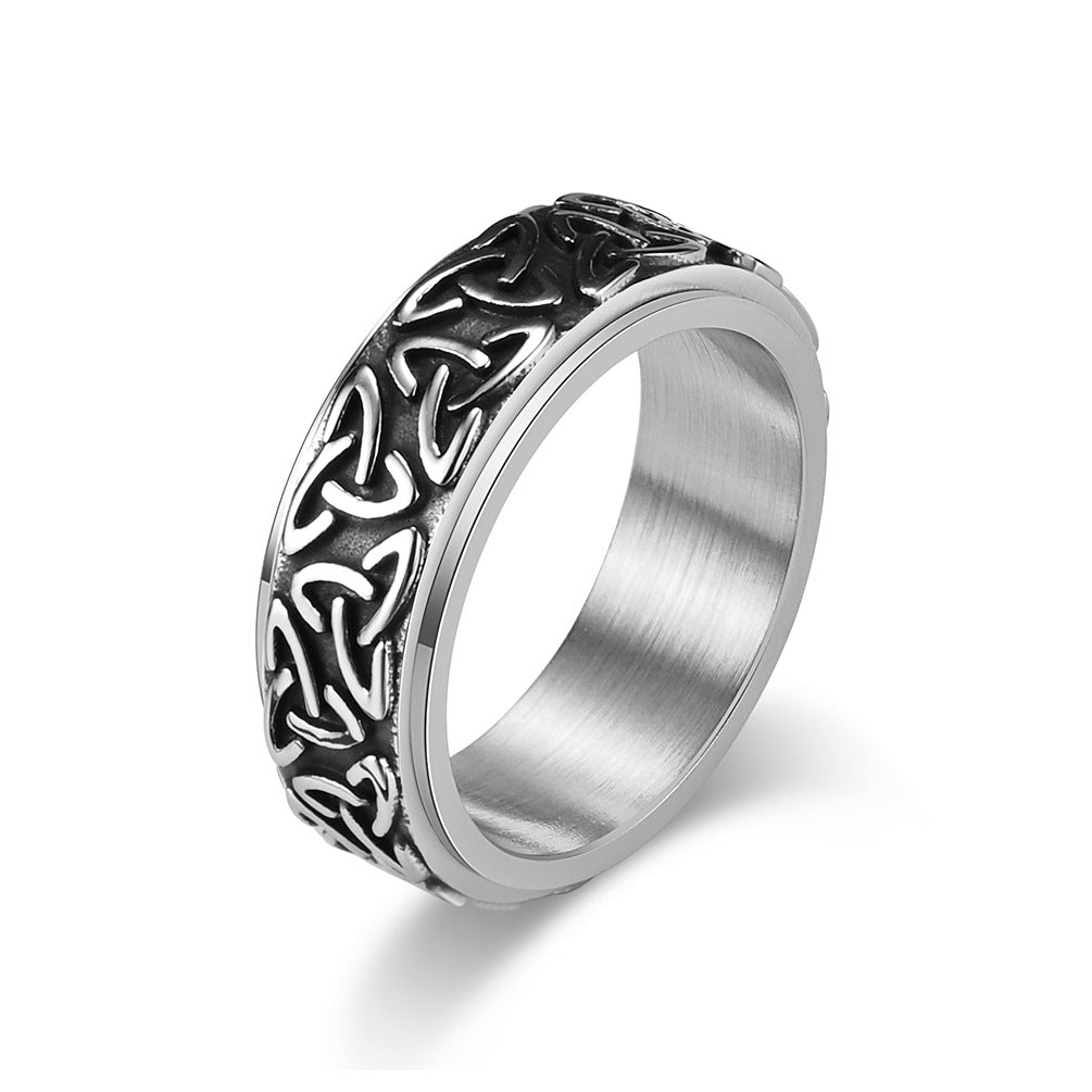 Planderful Rotating Titanium Steel Triangle Knot Ring For Anxiety Relief Unisex Jewelry