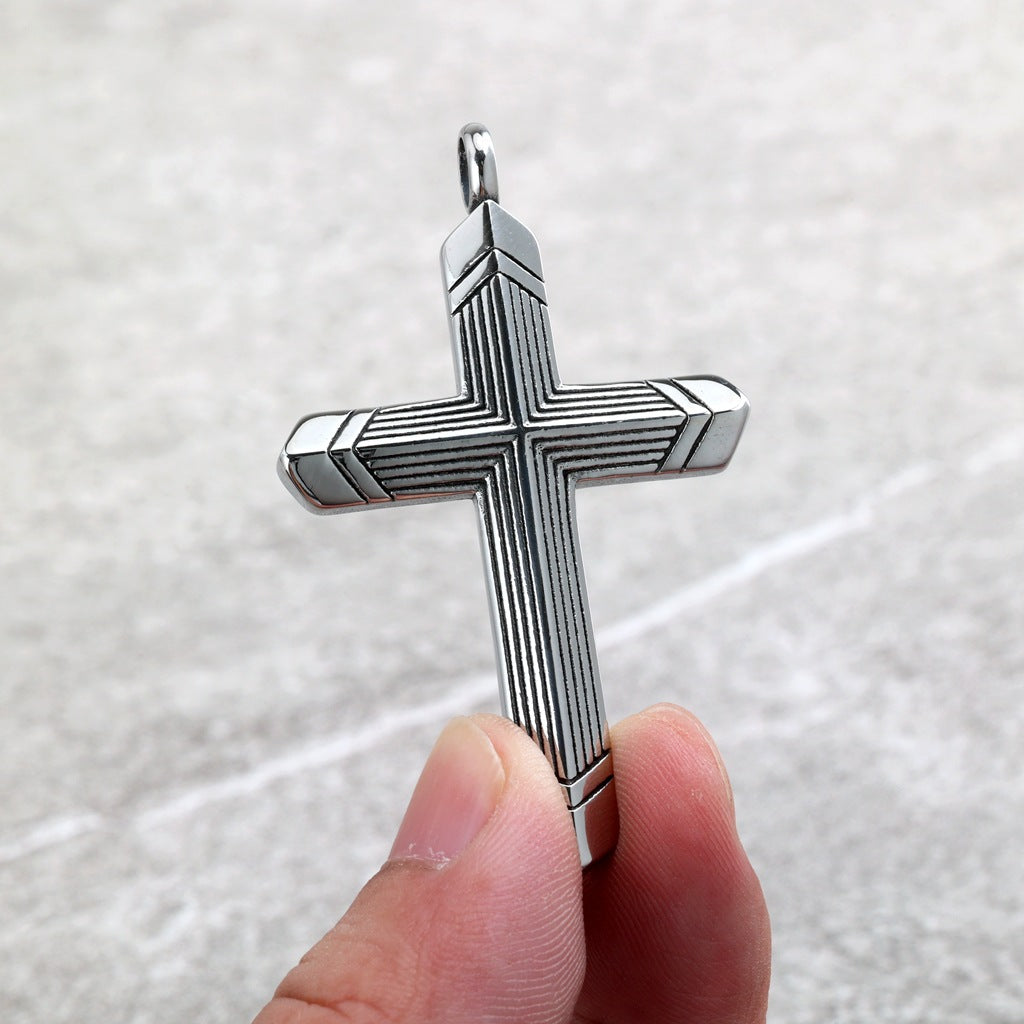 Cross Trendy Stainless Steel Men's Pendant Necklace
