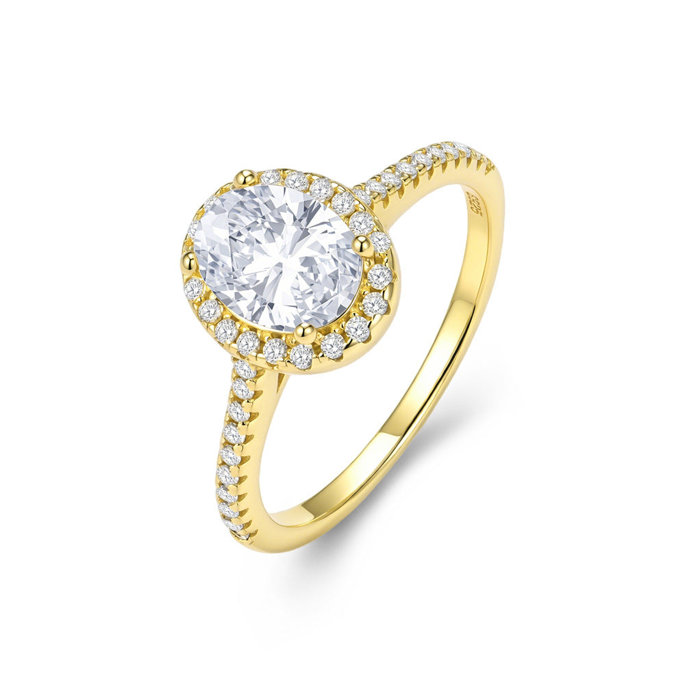 S925 Sterling Silver  Ring Engagement Ring Oval Zircon Simulation Diamond