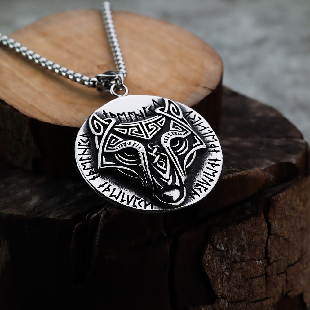 Nordic Viking Pendant Celtic Wolf Rune Men's Necklace Jewelry
