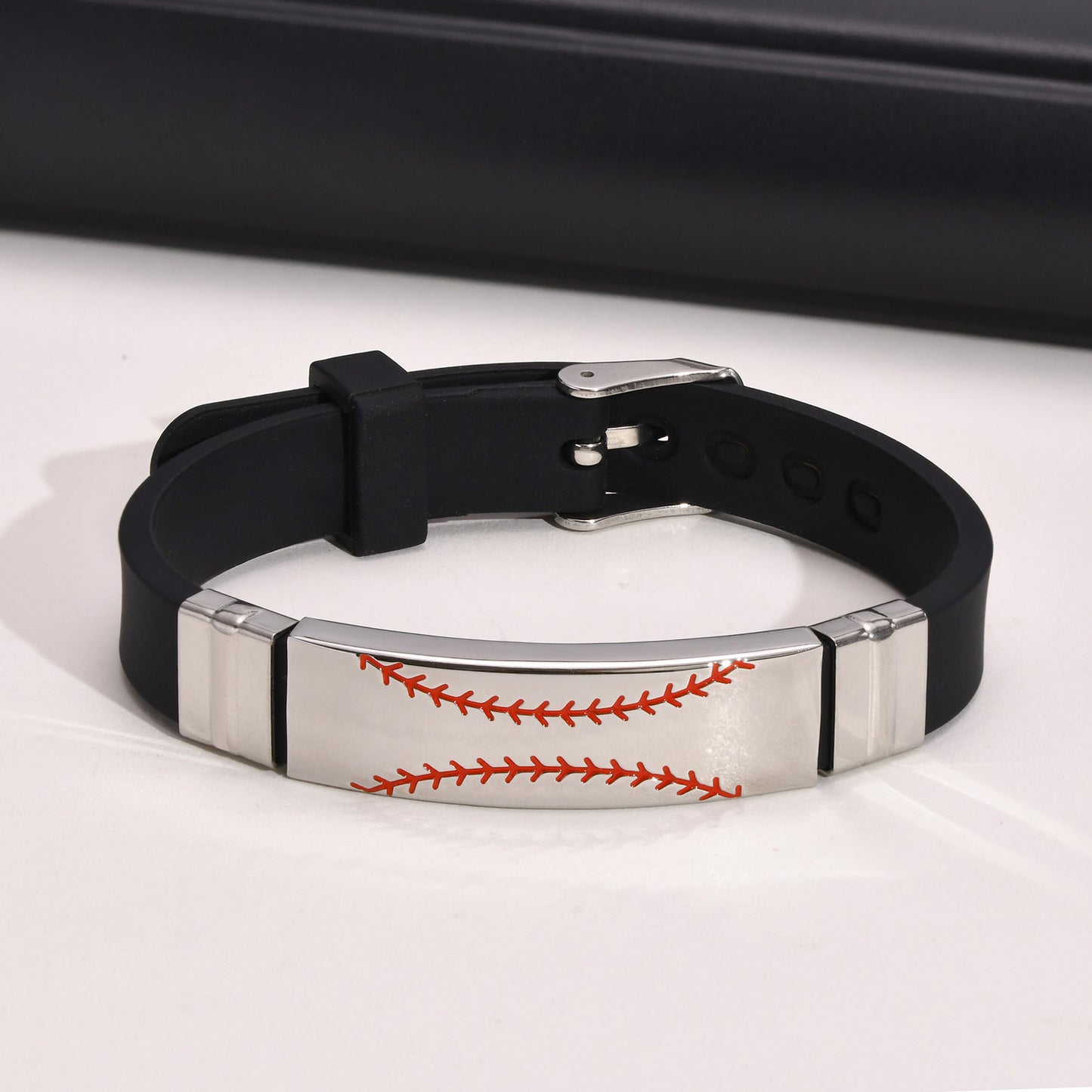 Planderful Stainless Steel Men Bracelet Baseball Pattern