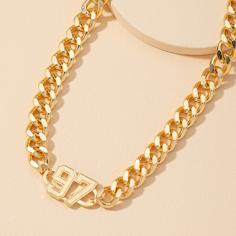 New Trendy Metal Necklace with Thick Chain - Europe & America Fashion Statement Piece