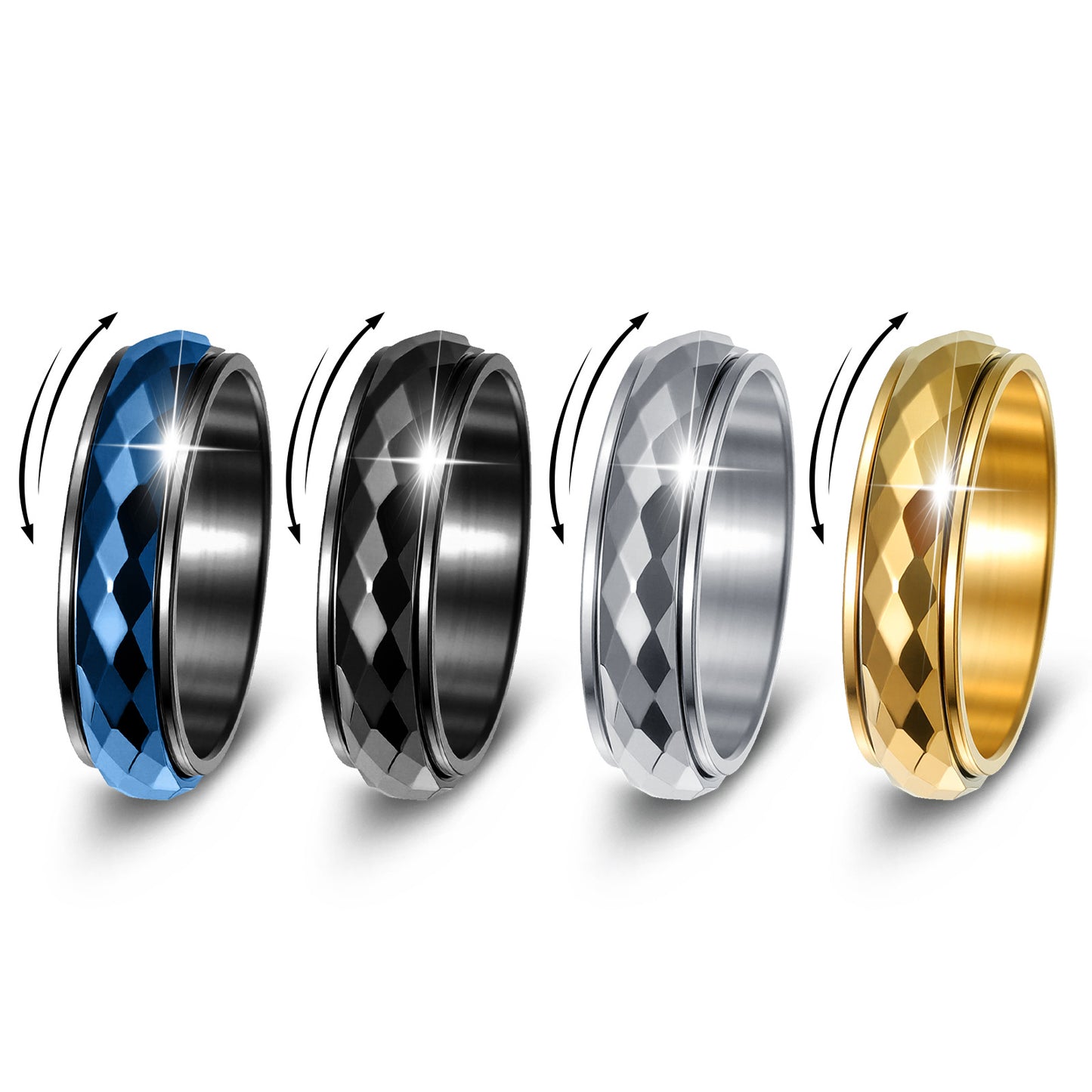 Planderful Everyday Genie Titanium Steel Ring Unisex Rotatable Decompression For Couples