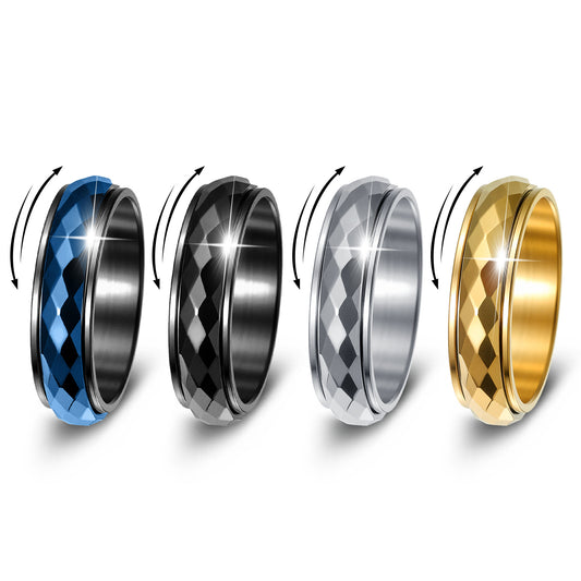 Planderful Everyday Genie Titanium Steel Ring Unisex Rotatable Decompression For Couples