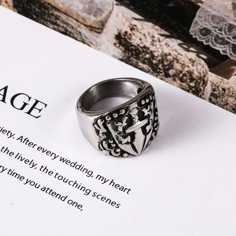 Punk Gothic Cross Sword Ring Titanium Steel Jewelry