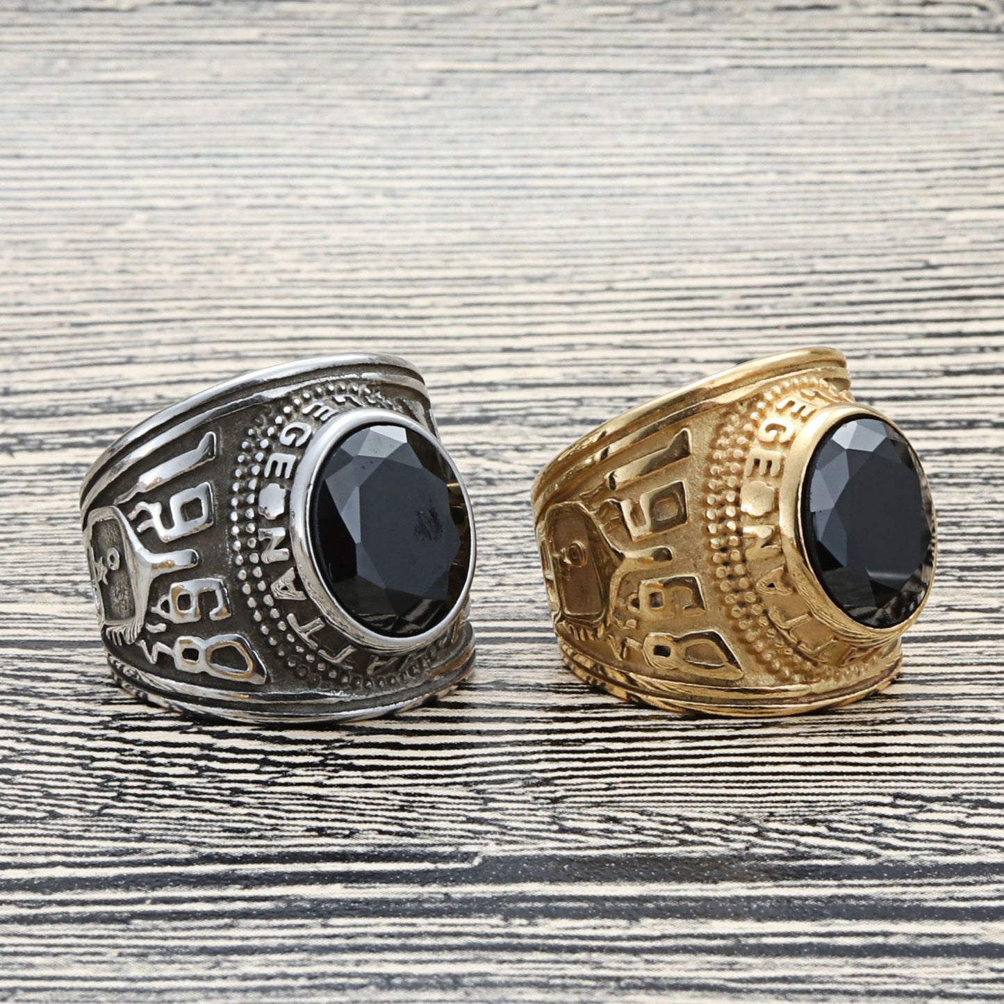 Planderful Titanium Steel MultiColor Zircon Ring For Men Unisex Retro Punk Style Eagle Design