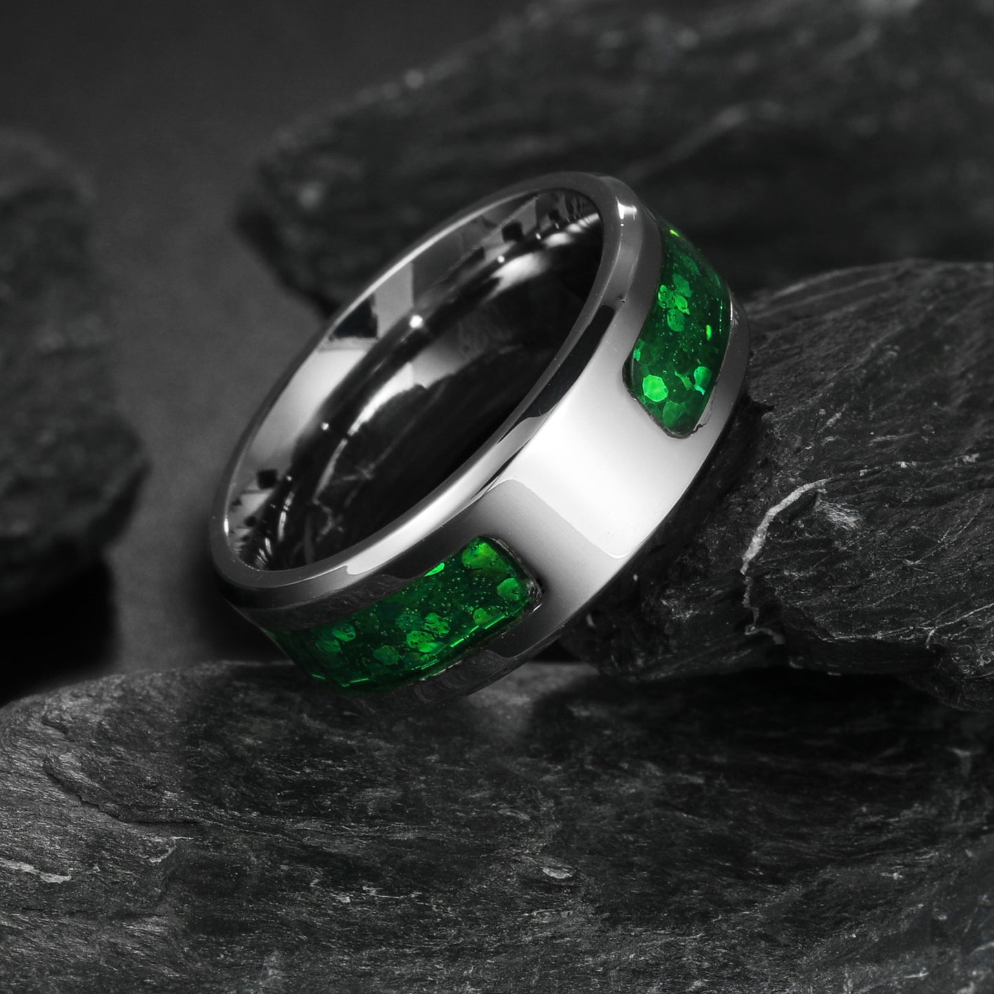 Planderful Imitation Opal Ring Unisex Steel Inlay Everyday Genie Collection Durable Jewelry