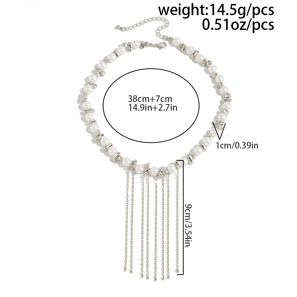 Irregular Pearl Chain Fringe Necklace
