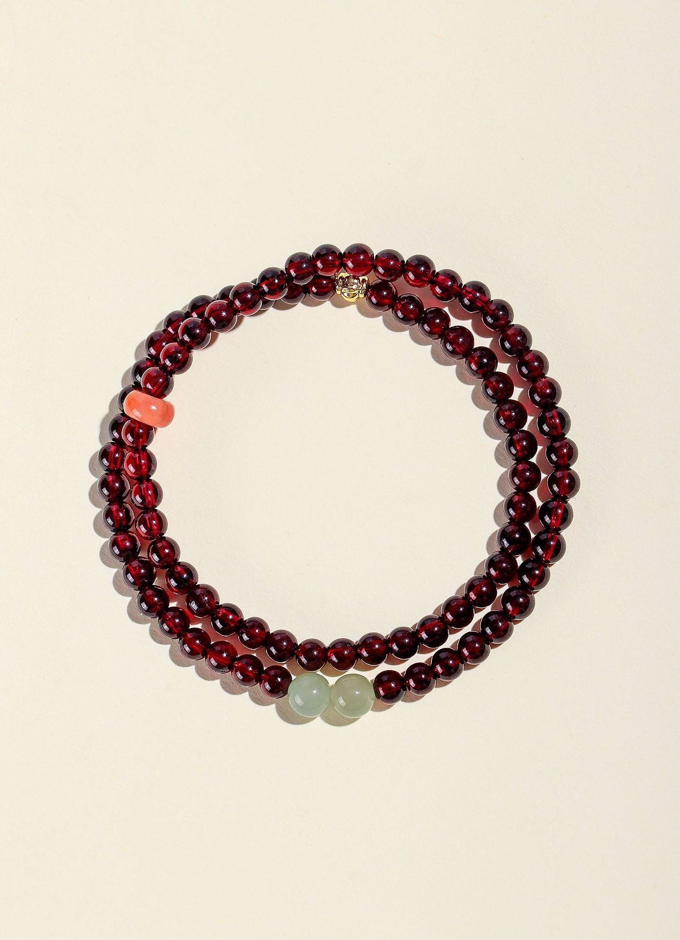 Planderful Fortune's Favor Bracelet – Elegant Natural Garnet and Hetian Jade Design