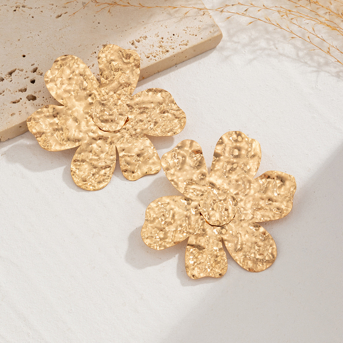 Planderful Vienna Verve Earrings – Elegant Three-Dimensional Metal Flower Design