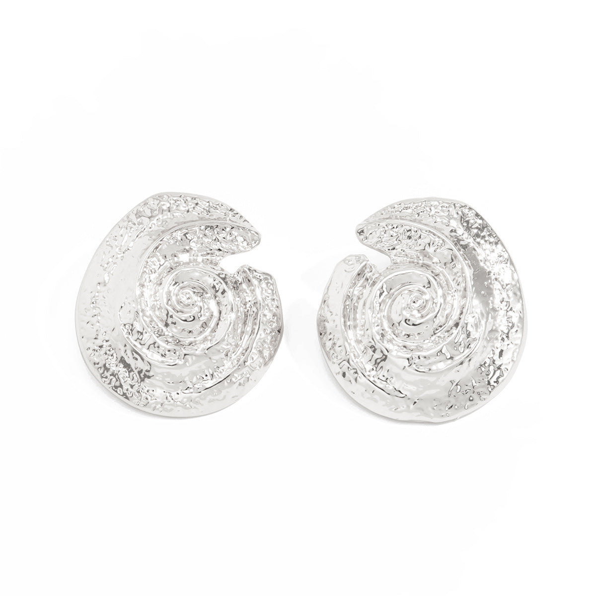 Planderful Geometric Stud Earrings Heavy Industry Texture Alloy Hammer Vortex Design For Women Statement Jewelry