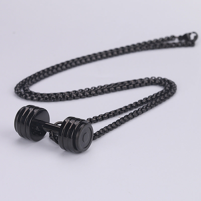 Planderful Barbell Necklace For Men Stainless Steel Gym Inspired Pendant Gift For Him