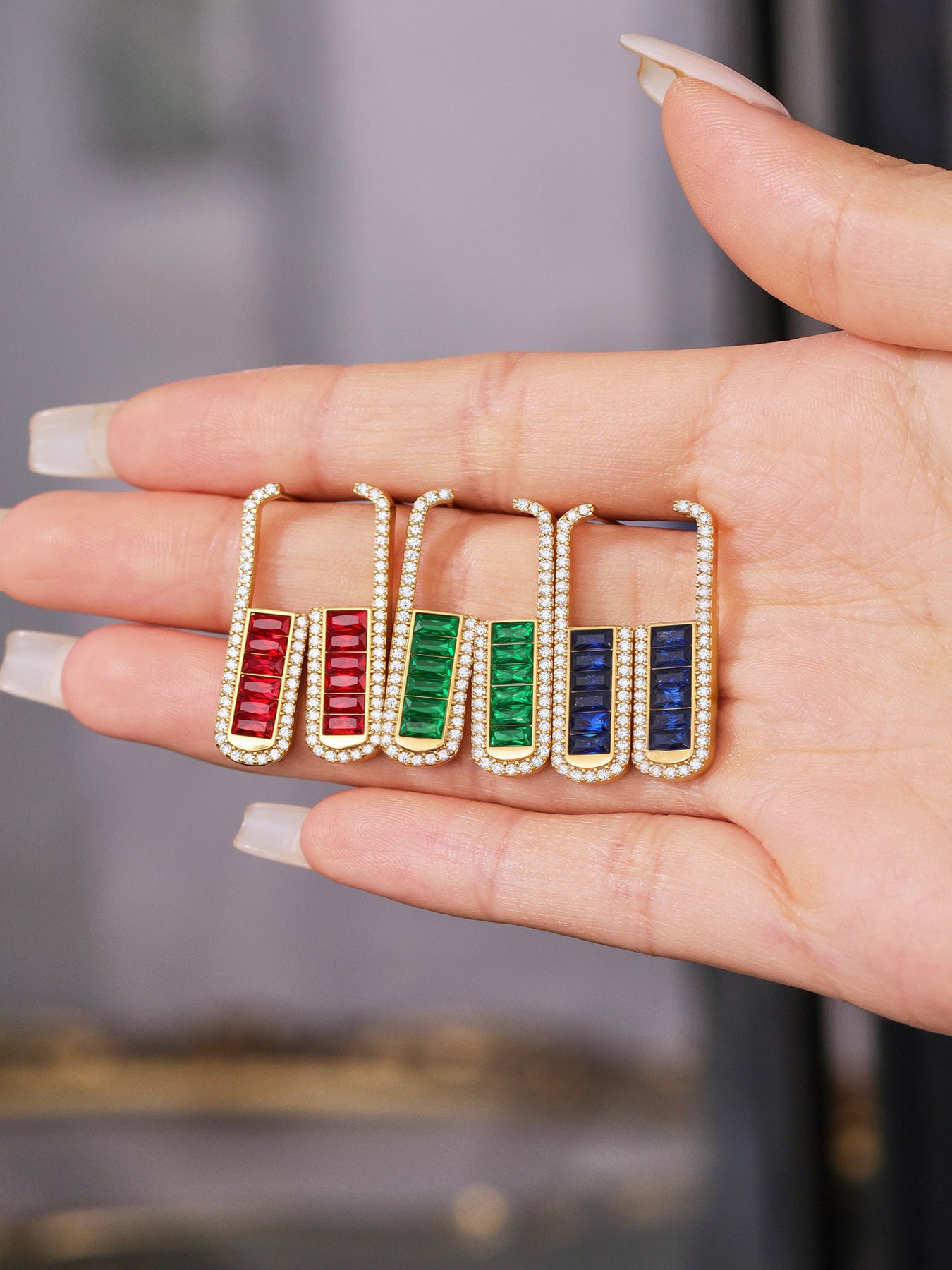 Planderful Zircon U Shaped Earrings Stainless Steel Ladies