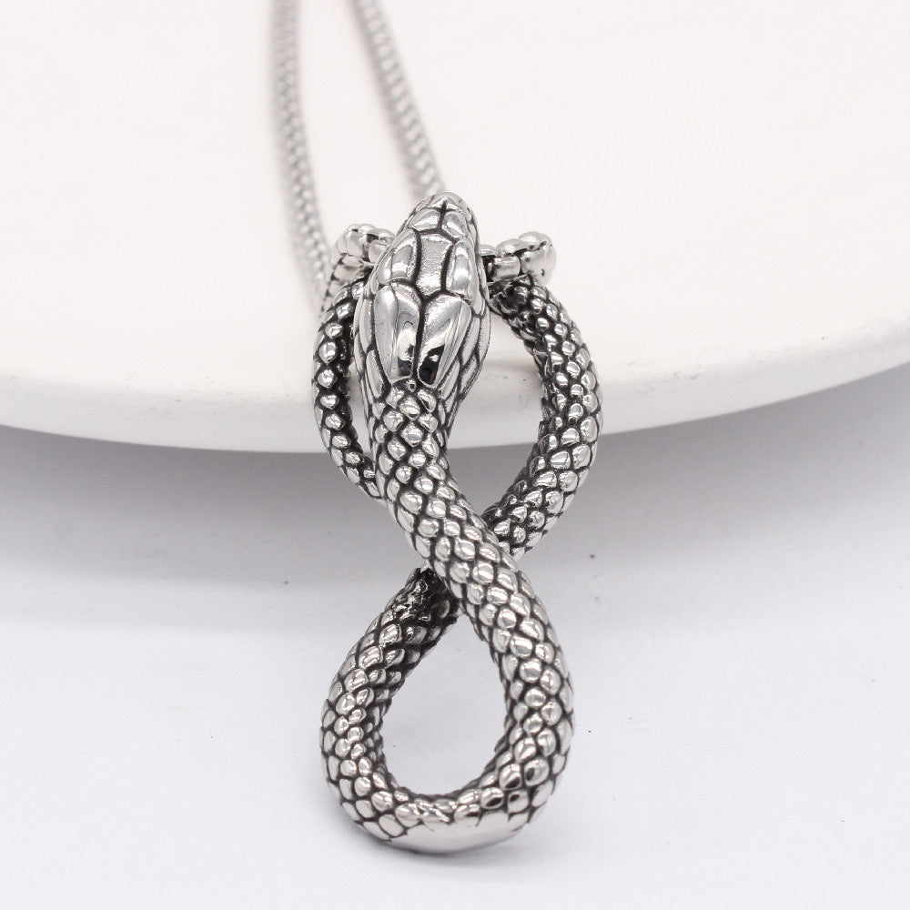 Cobra Pendant Titanium Steel For Men And Unisex Bold Protective Statement Jewelry By Planderful