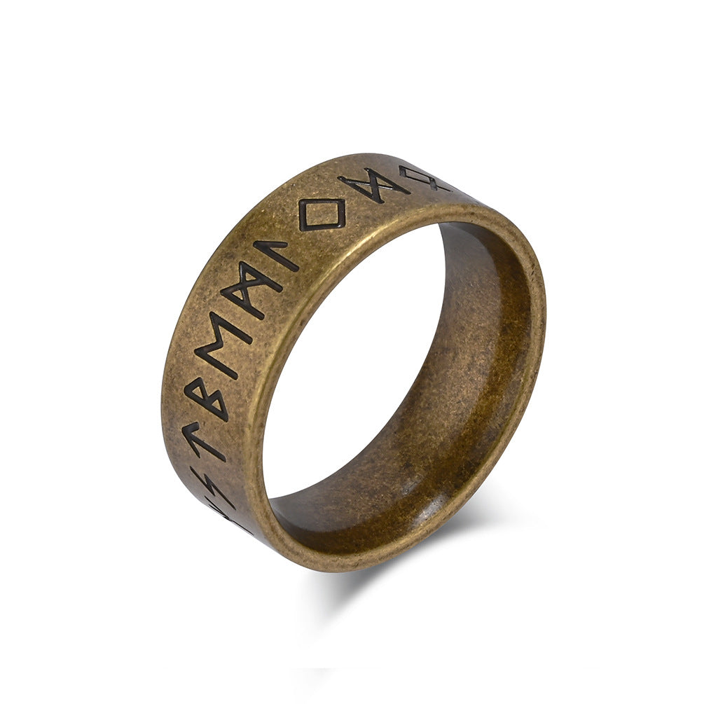 Cross-Border Viking Text Titanium Steel Ring for Men