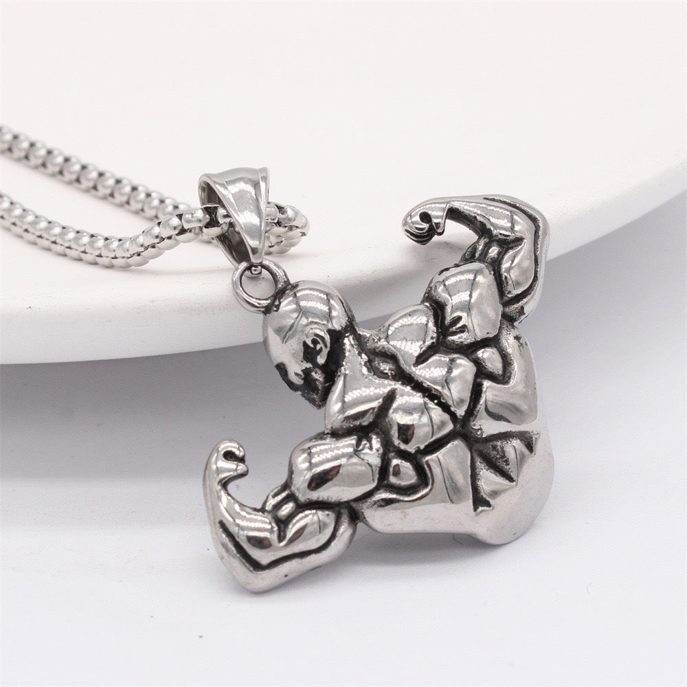 Planderful Barbell Necklace For Men Durable Titanium Steel Fitness Jewelry Gift For Him Bold Minimalist Kinetic Style