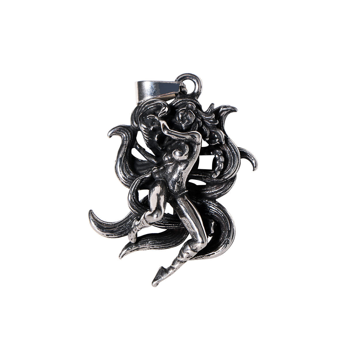 Cartoon Nine-Tailed Beautiful Fox Stainless Steel Pendant Men & Women Hip-Hop Rock Necklace