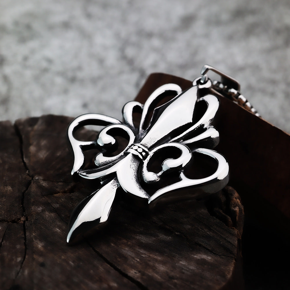 European and American Jewelry Wholesale Titanium Steel Men's Pendant Necklace Retro Hip-Hop Cross Pendant