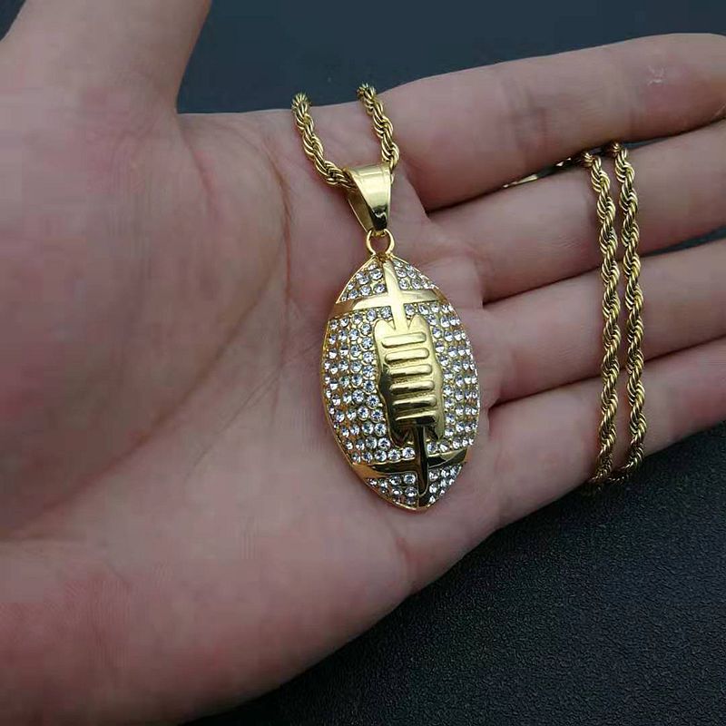 Steel Necklace – Statement Football Pendant