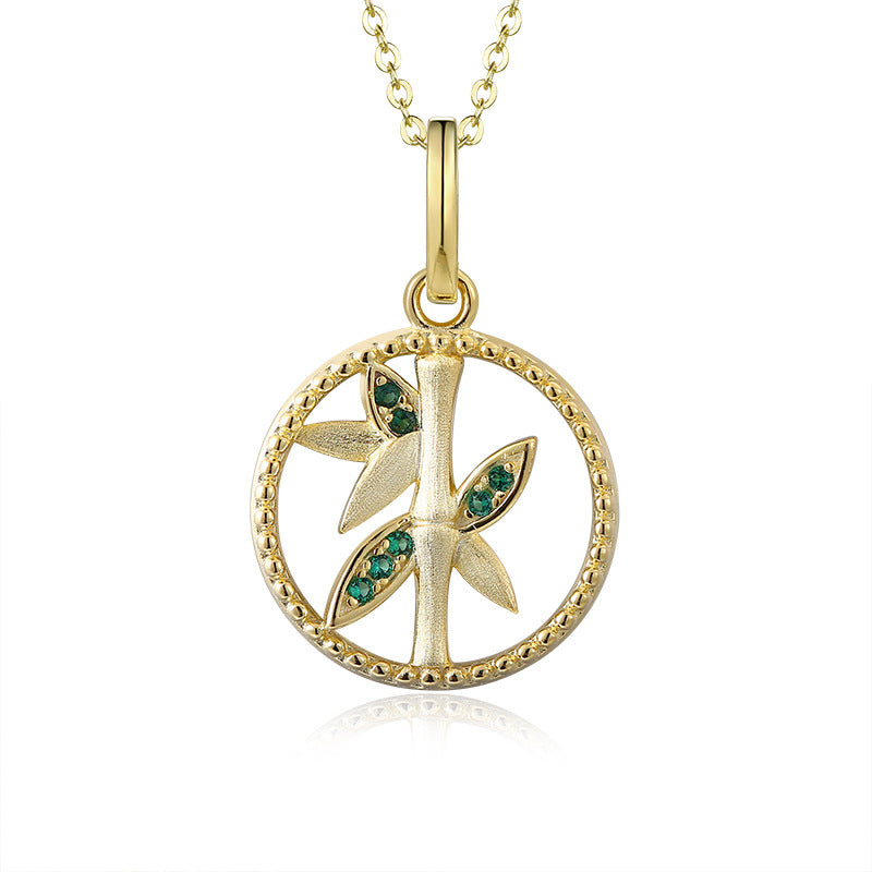 Summer Fashion S925 Sterling Silver Bamboo Necklace Girls Versatile Premium Jewelry Clavicle Chain