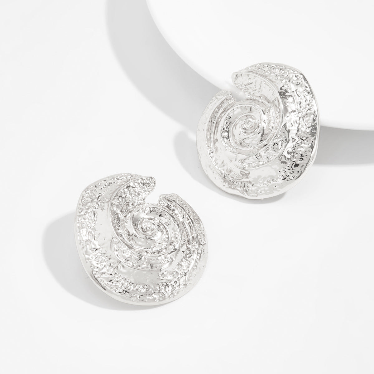 Planderful Geometric Stud Earrings Heavy Industry Texture Alloy Hammer Vortex Design For Women Statement Jewelry