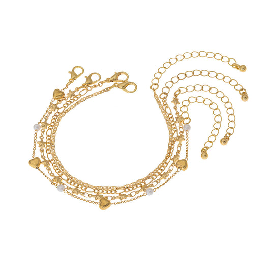 Fashionable Love Pearl Chain Bracelet Set for Women by Planderful