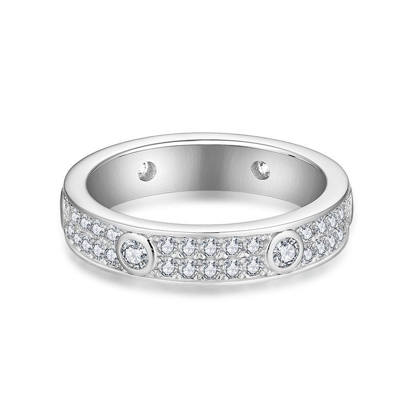 Planderful Moissanite Sparkling Double Row Ring Unisex