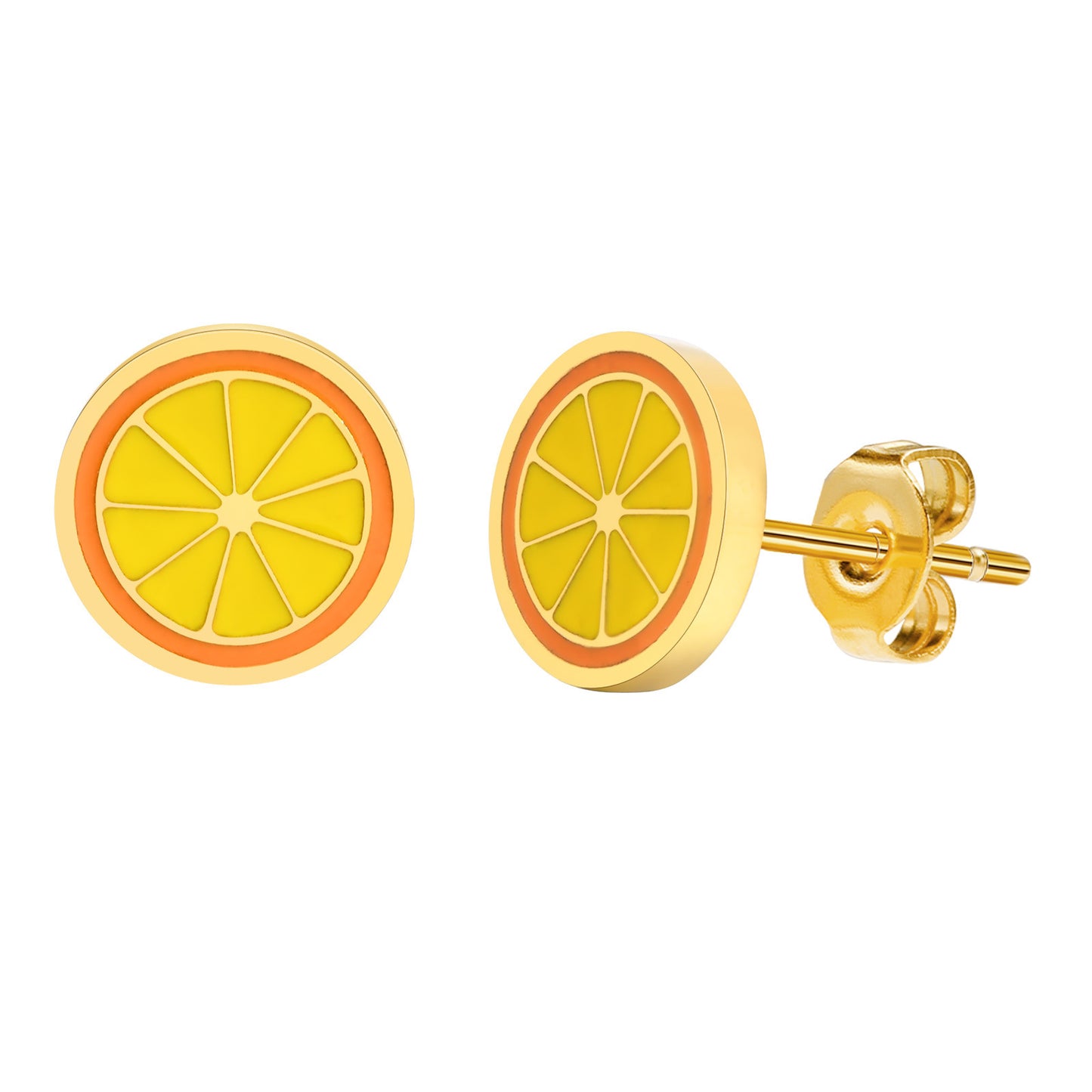 Stainless Steel Fashionable Fresh Epoxy Watermelon Clover Earrings