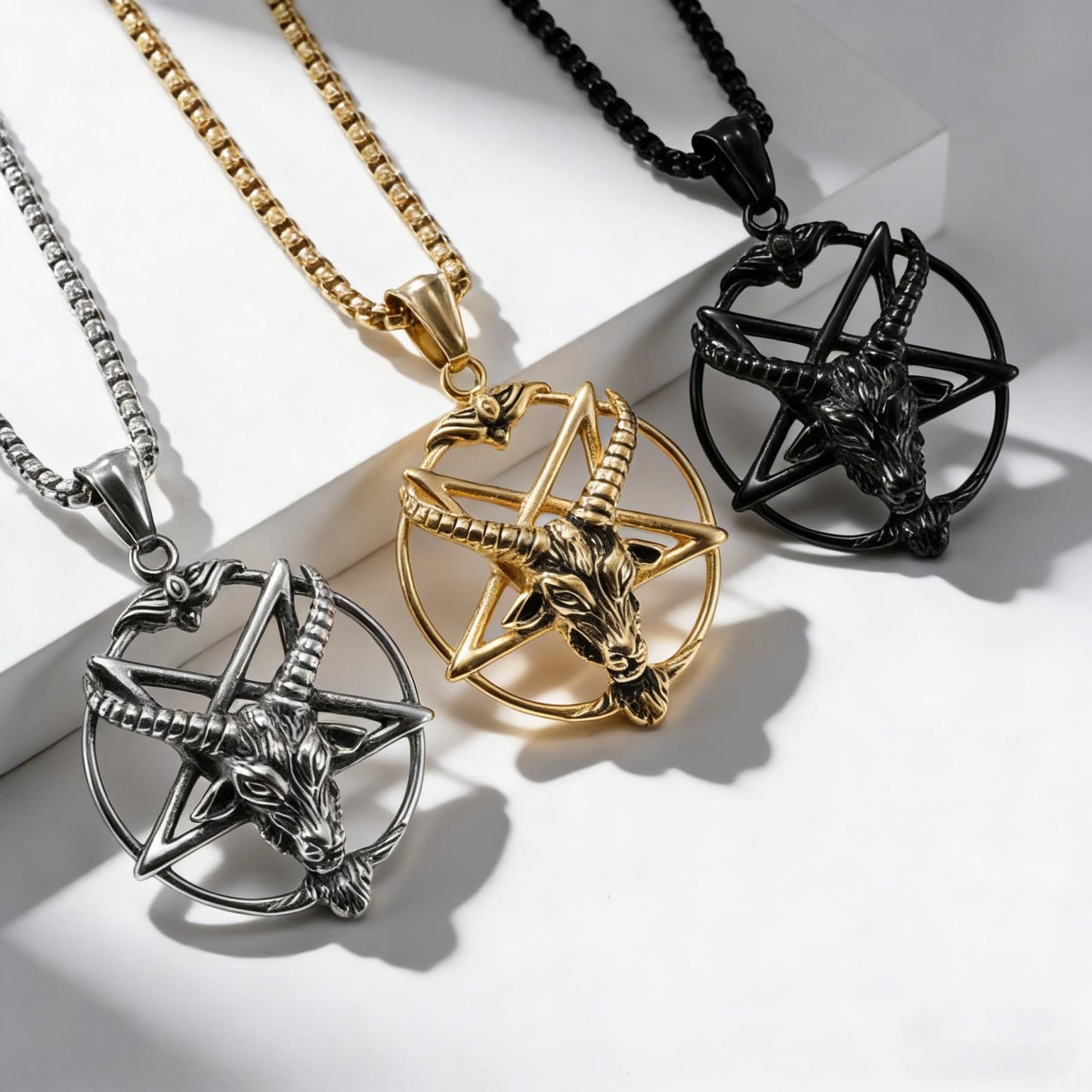 Planderful Satan Pentagram Pendant Stainless Steel For Men Retro Punk Necklace Jewelry