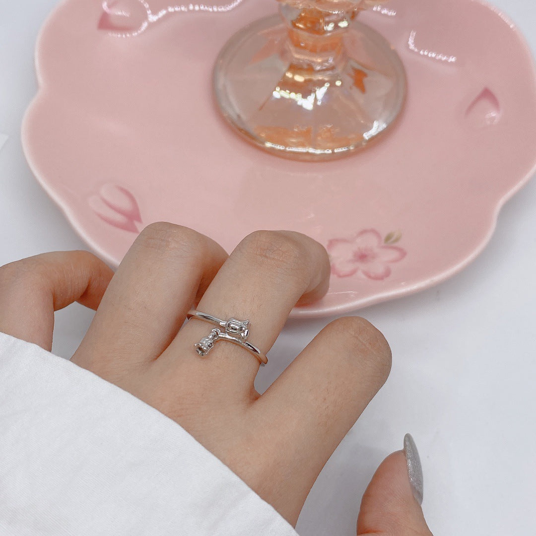 S925 Sterling Silver Lily of the Valley Ring — Adjustable