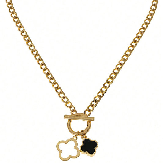 Planderful Vienna Verve Necklace – Elegant Metal Chain Four-Leaf Clover Design