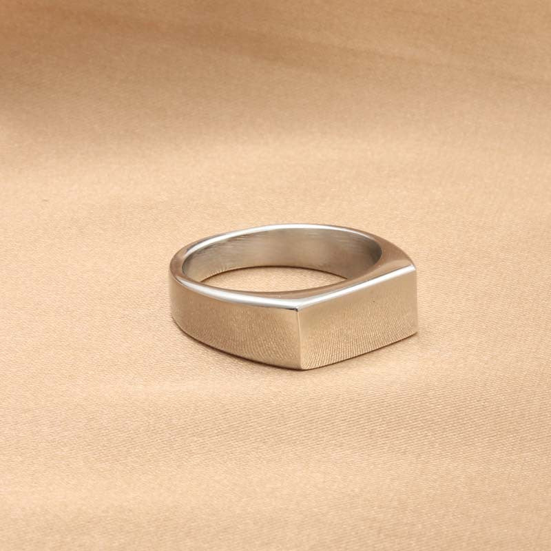 Titanium Steel Retro Rectangular Ring for Men - Trendy Stainless Steel Accessories Direct from Manufacturer