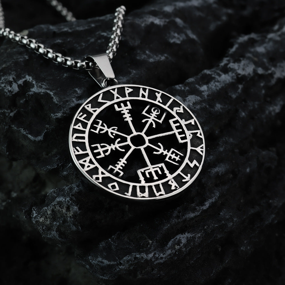 Nordic Retro Stainless Steel Men's Pendant Viking Rune Necklace