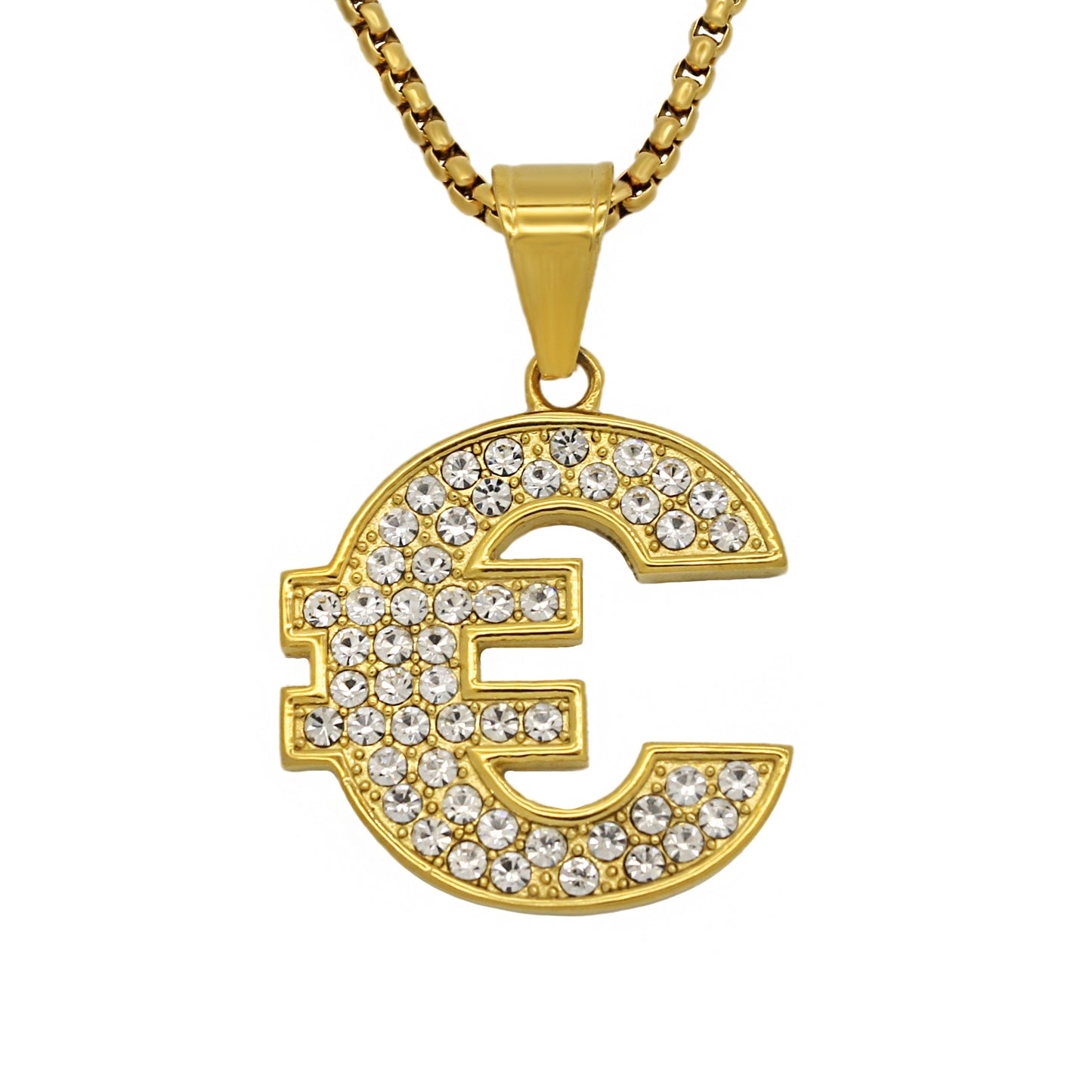 Planderful Hip Hop Jewelry Necklace Premium Titanium Steel Gold Plated Zircon Pendant For Unisex Urban Fans